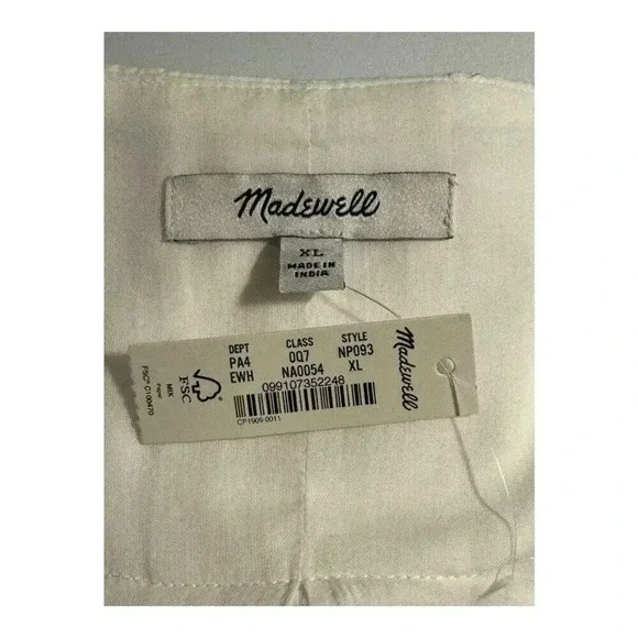 NEW Madewell Women’s XL Eyelet White V-Neck Mini Shirtdress NWT Soldout Online!‎ - Picture 5 of 9